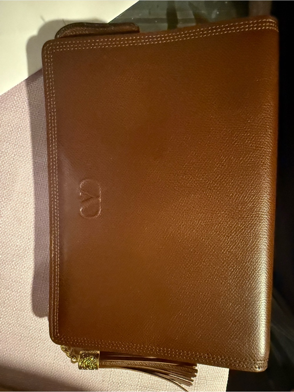 Valentino Garavani Brown Leather Men’s Zip Wallet Clutch
